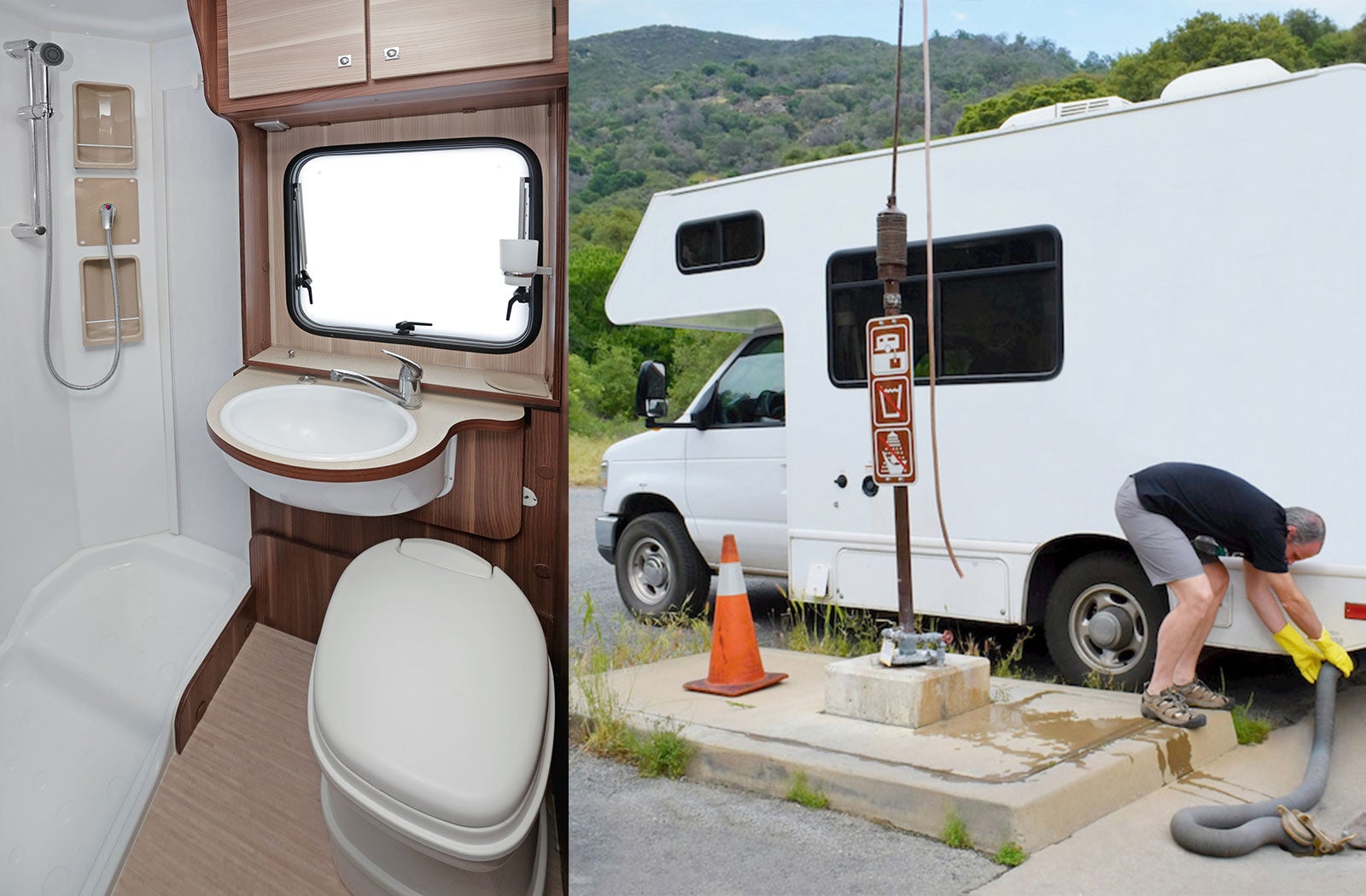 Portable RV/camper toilet and holding tank setup in Findlay, Ohio