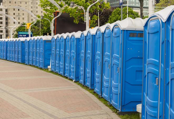 Seasonal porta potty units set up at a Findlay, Ohio venue