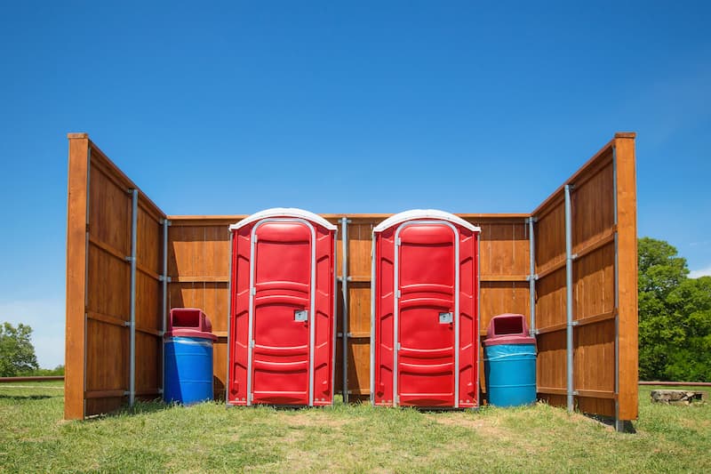 Short-term porta potty units staged for delivery in Findlay, Ohio